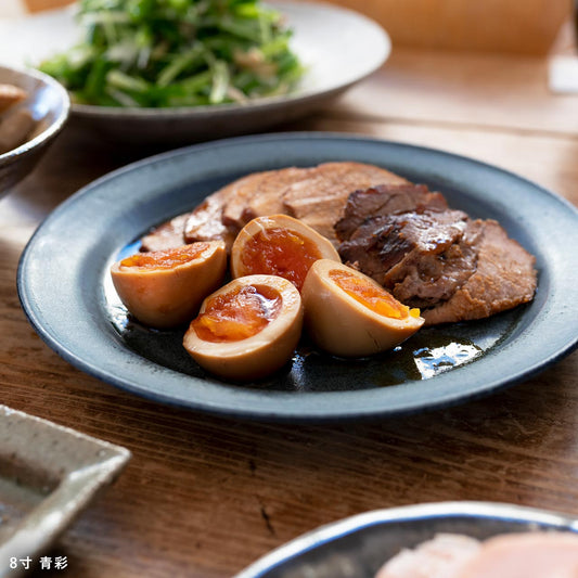 【個体で選べる】秋谷茂郎 切立リム皿 7寸 青彩