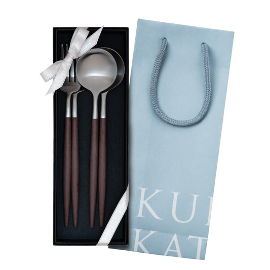 【正規取扱店】 クチポール GOA/ゴア ディナー 4本 ギフトセット ブラウン シルバー