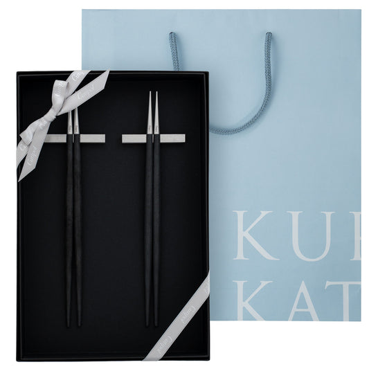 【正規取扱店】 クチポール GOA/ゴア 箸&箸置き 2膳ペア ギフトセット ブラック シルバー