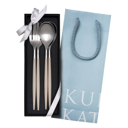 【正規取扱店】 クチポール MIO/ミオ ディナー 4本 ギフトセット アイボリー シルバー