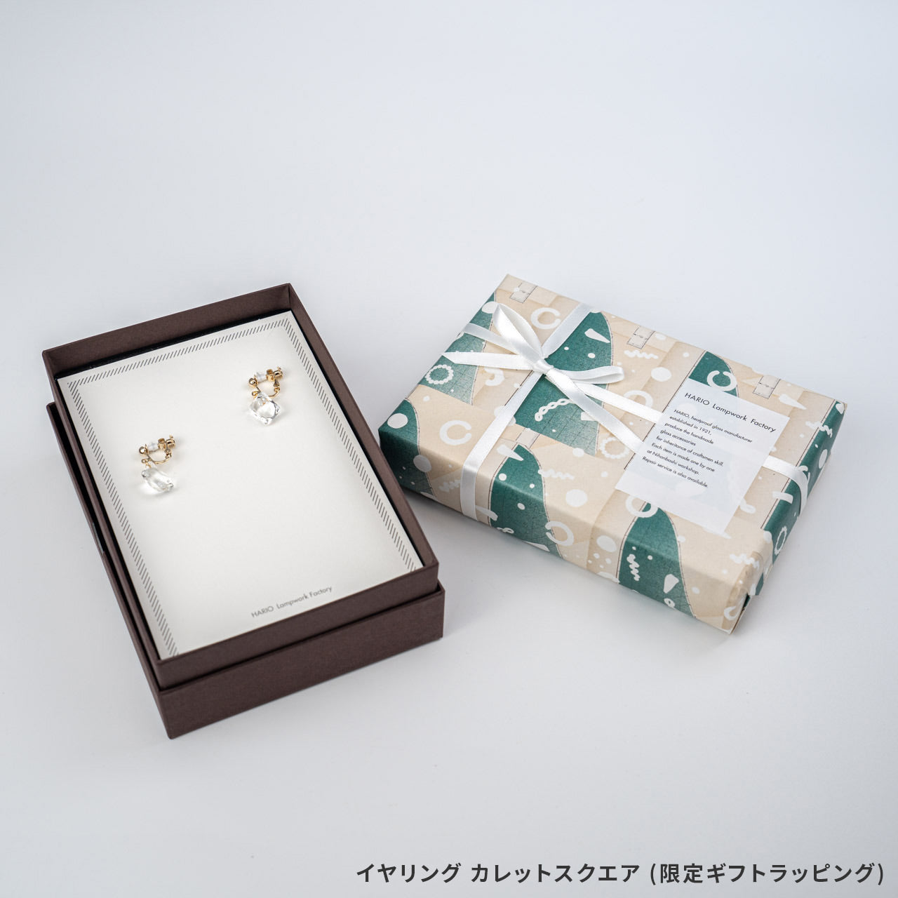 【リボンラッピング済み】HARIO lwf カレットスクエア ピアス イヤリング ハリオランプワークファクトリー アクセサリー
