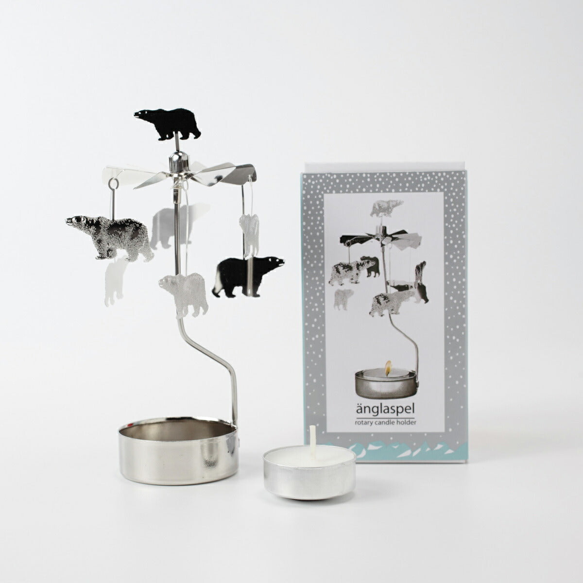 Pluto Produkter ロータリーキャンドルホルダー ポーラーベアー しろくま シルバー