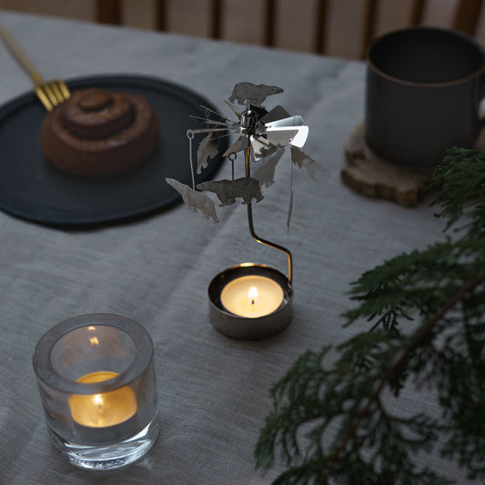 Pluto Produkter ロータリーキャンドルホルダー ポーラーベアー しろくま シルバー