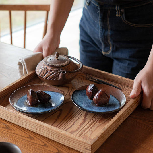 【個体で選べる】渡邊葵 白岩焼 和兵衛窯 三日月皿 海鼠釉 中 7寸