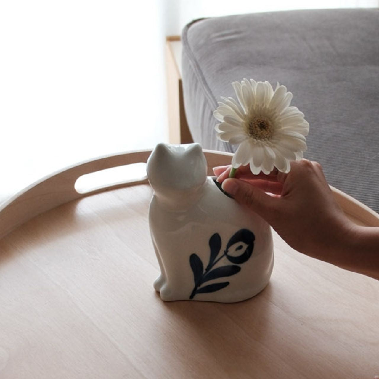波佐見焼 猫 一輪挿し zen to JIKI NEKO 磁器猫 花瓶 ひがしちか｜ねこ