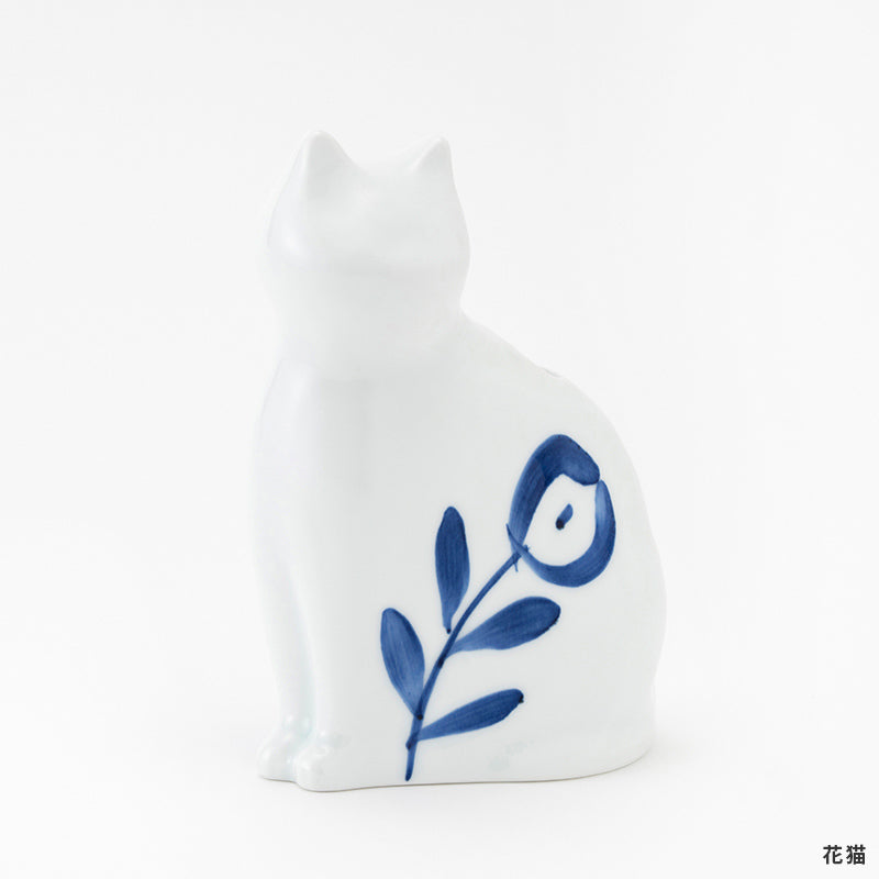 波佐見焼 猫 一輪挿し zen to JIKI NEKO 磁器猫 花瓶 ひがしちか｜ねこ