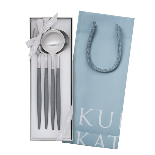 【正規取扱店】 クチポール GOA/ゴア ディナー 4本 ギフトセット グレー シルバー 白化粧箱