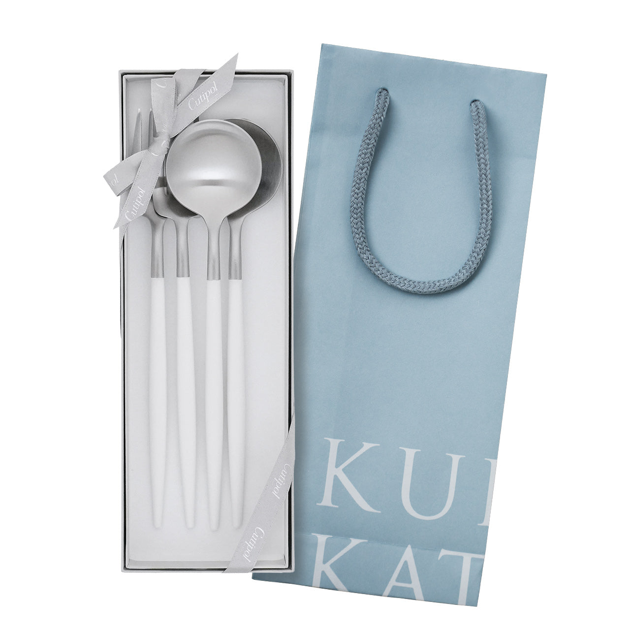 【正規取扱店】 クチポール GOA/ゴア ディナー 4本 ギフトセット ホワイト シルバー 白化粧箱