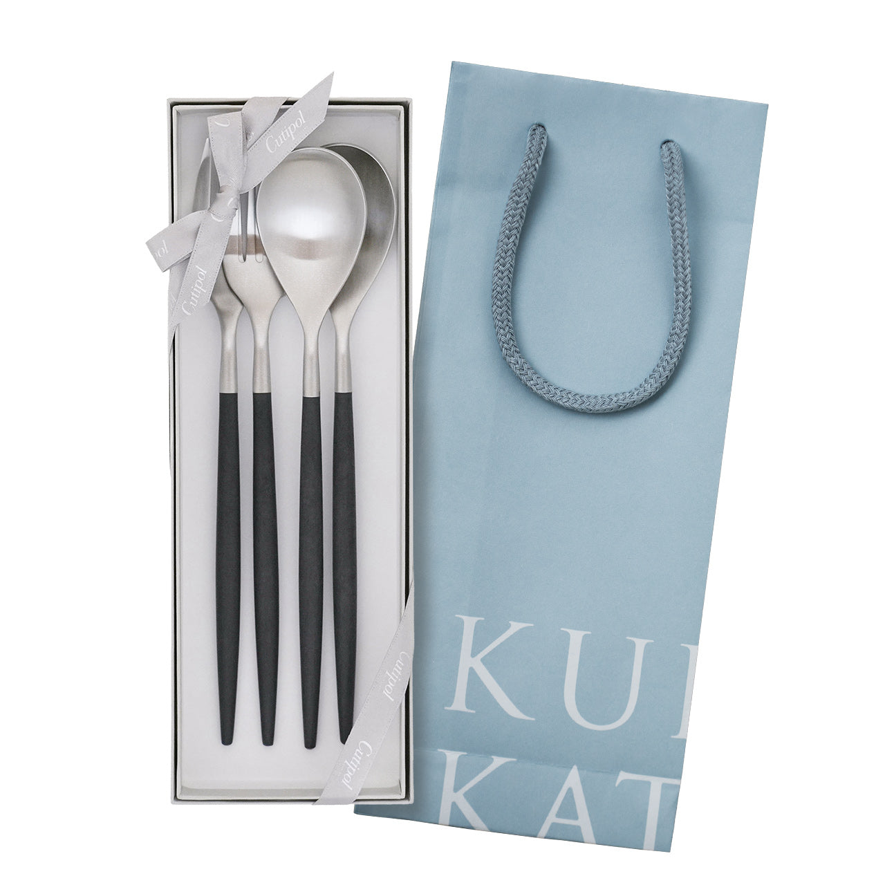 【正規取扱店】 クチポール MIO/ミオ ディナー 4本 ギフトセット ブラック シルバー 白化粧箱