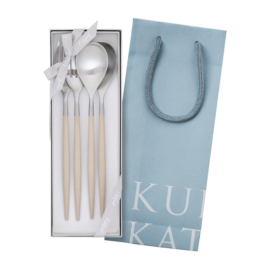 【正規取扱店】 クチポール MIO/ミオ ディナー 4本 ギフトセット アイボリー シルバー 白化粧箱