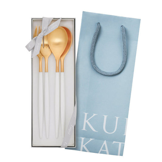 【正規取扱店】 クチポール MIO/ミオ ディナー 4本 ギフトセット ホワイト ゴールド 白化粧箱