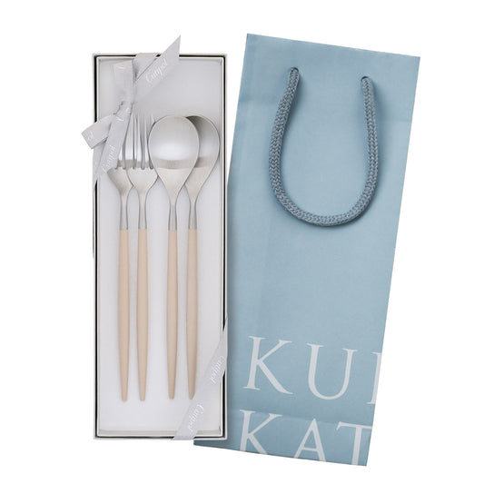 【正規取扱店】 クチポール MIO/ミオ デザート 4本 ギフトセット アイボリー シルバー 白化粧箱