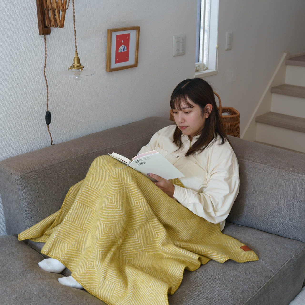 クリッパン リサイクルウール ハーフスロー グースアイ MIDI 90×130cm