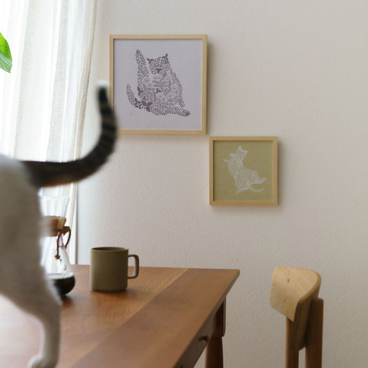 ねこくら×sotlight Fluffy CAT ポスター + フレーム 30 Grooming 毛づくろい