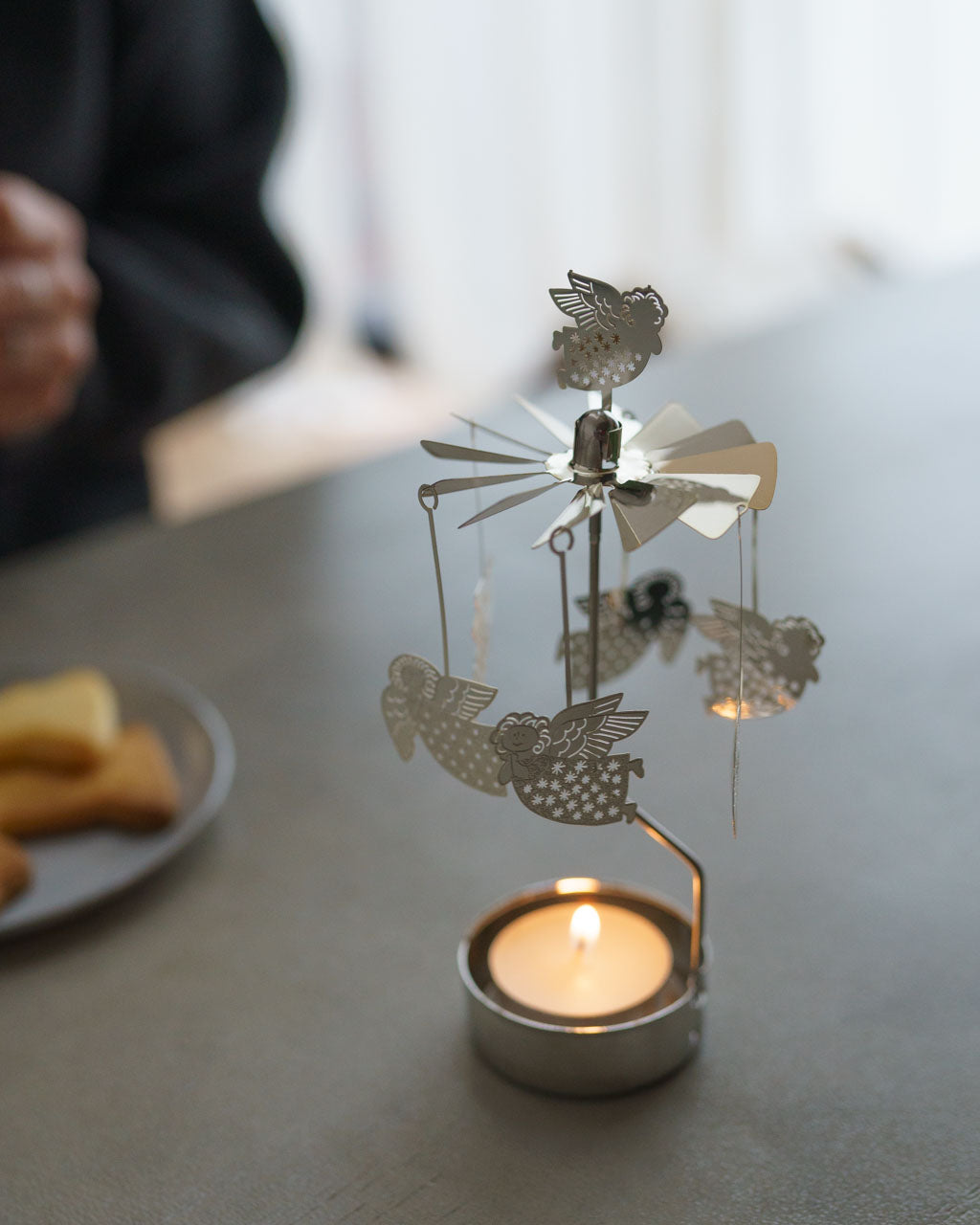 Pluto Design リサ・ラーソン ロータリーキャンドルホルダー エンジェル シルバー ティーライトキャンドル付き