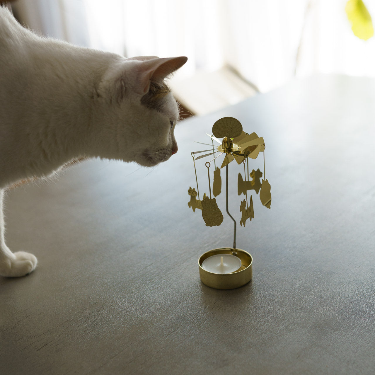 Pluto Design リサ・ラーソン ロータリーキャンドルホルダー キャット ゴールド ティーライトキャンドル付き