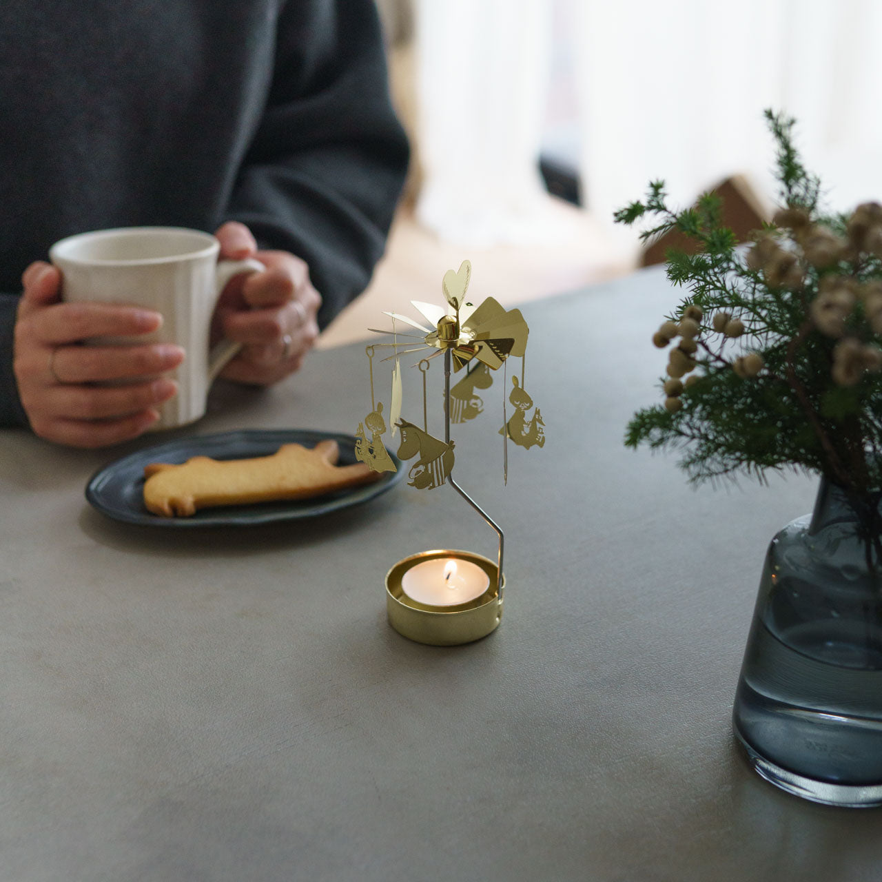 Pluto Design ロータリーキャンドルホルダー ムーミン80周年 ゴールド ティーライトキャンドル付き