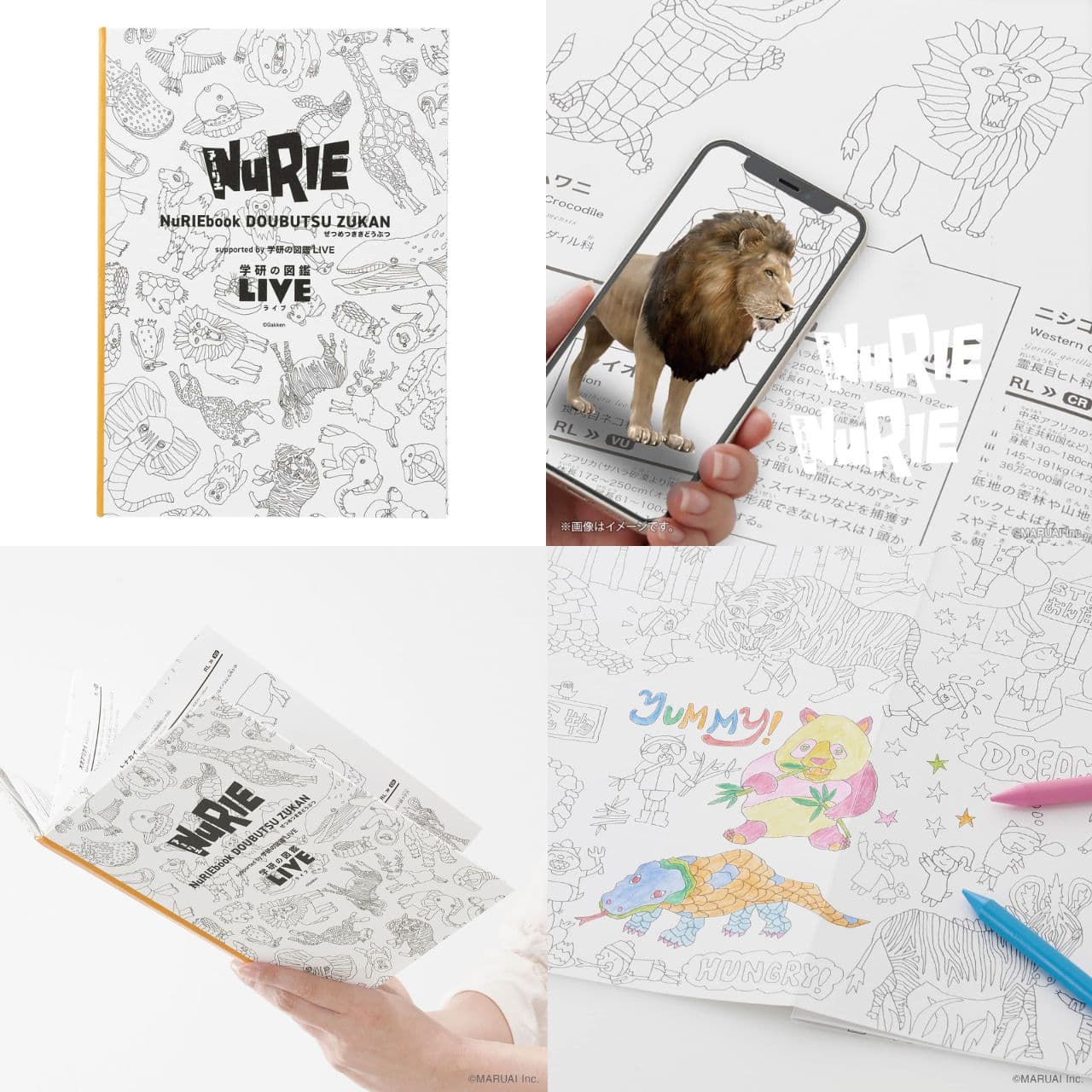 NuRIE book 長い塗り絵 (182cm) 【ARで飛び出す図鑑】 知育玩具