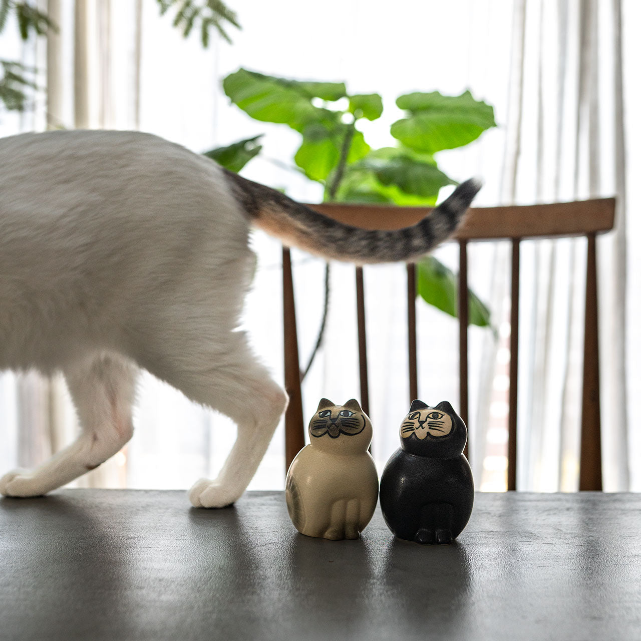 リサラーソン 猫 置物 ミア S ホワイトグレー 正規品 | 北欧 陶器